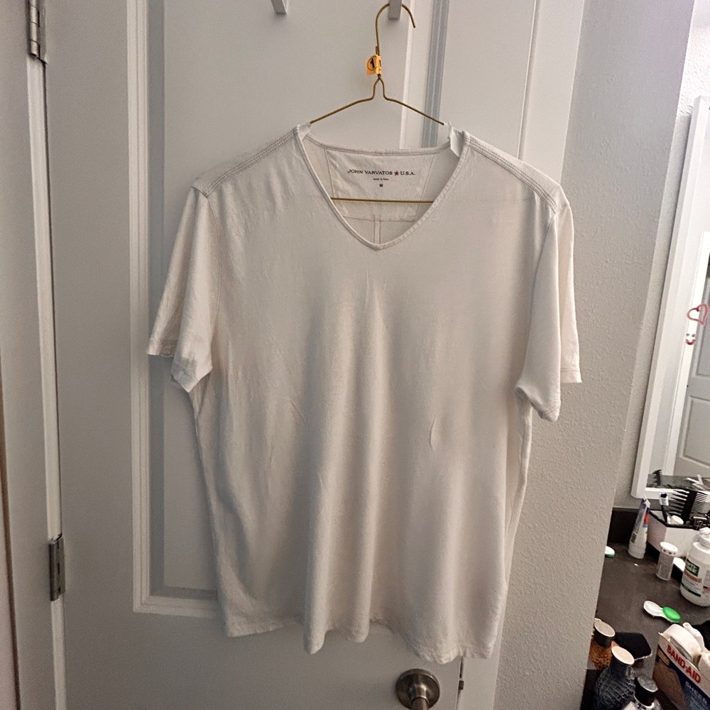 John Varvatos mens white V-Neck T-Shirt medin